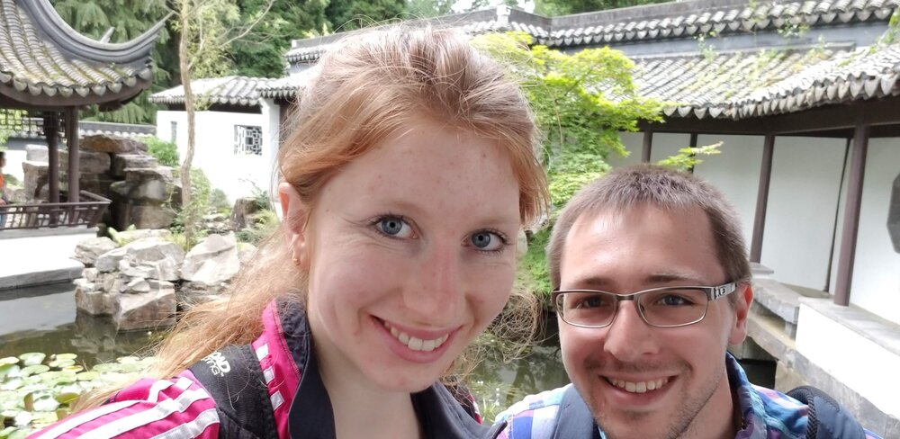 Lucas and I exploring the Japanese gardens in Bochum, Germany